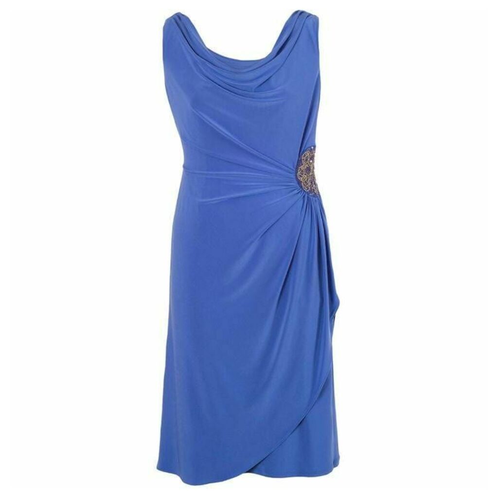 Chesca Cowl Neck Side Beaded Jersey Dress