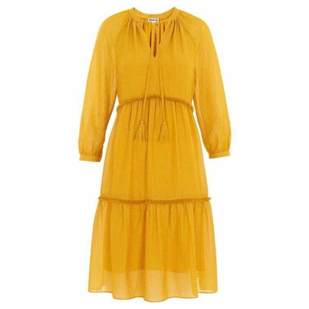 Whistles Ashley Flounce Dress - Yellow