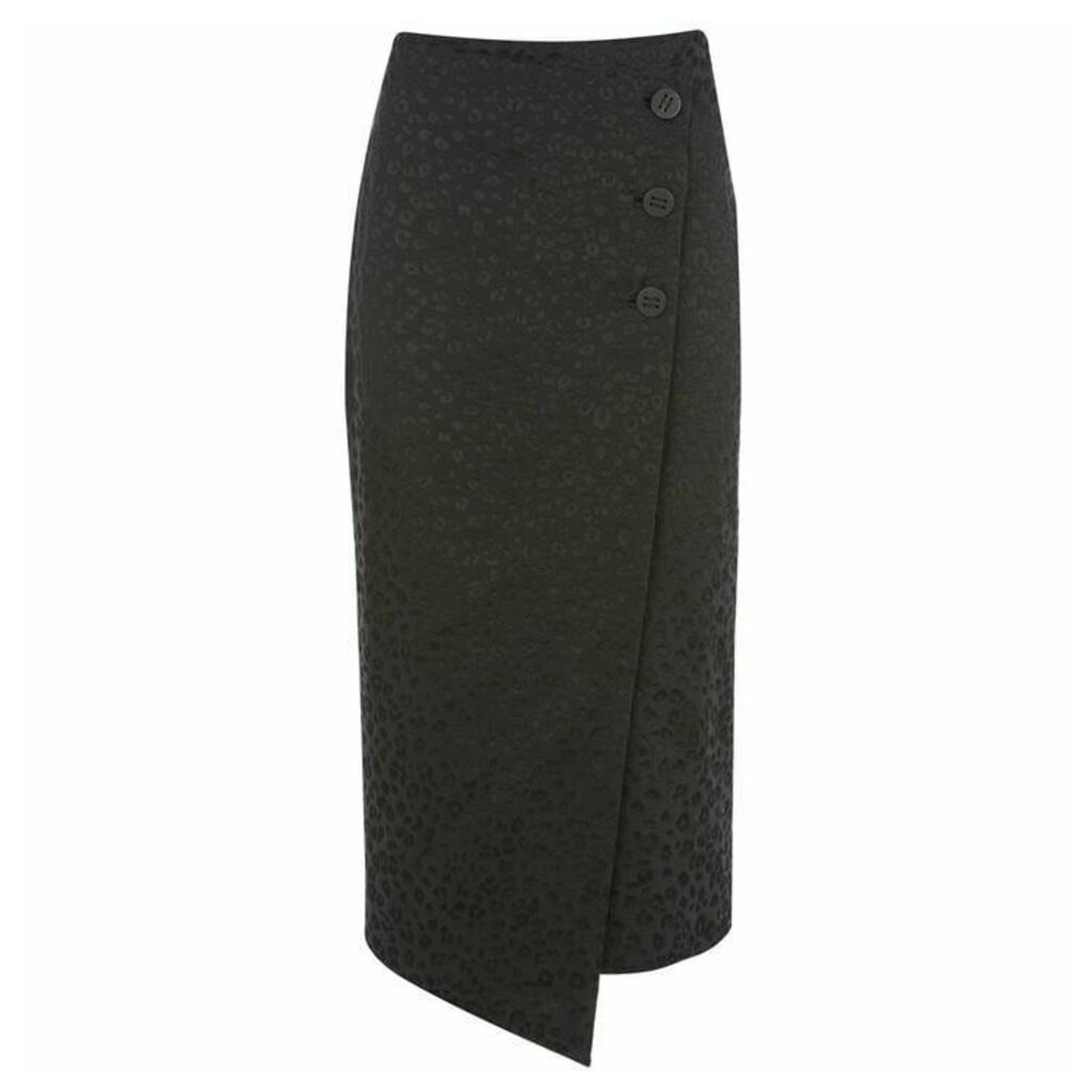 Mint Velvet Black Leopard Jacquard Skirt