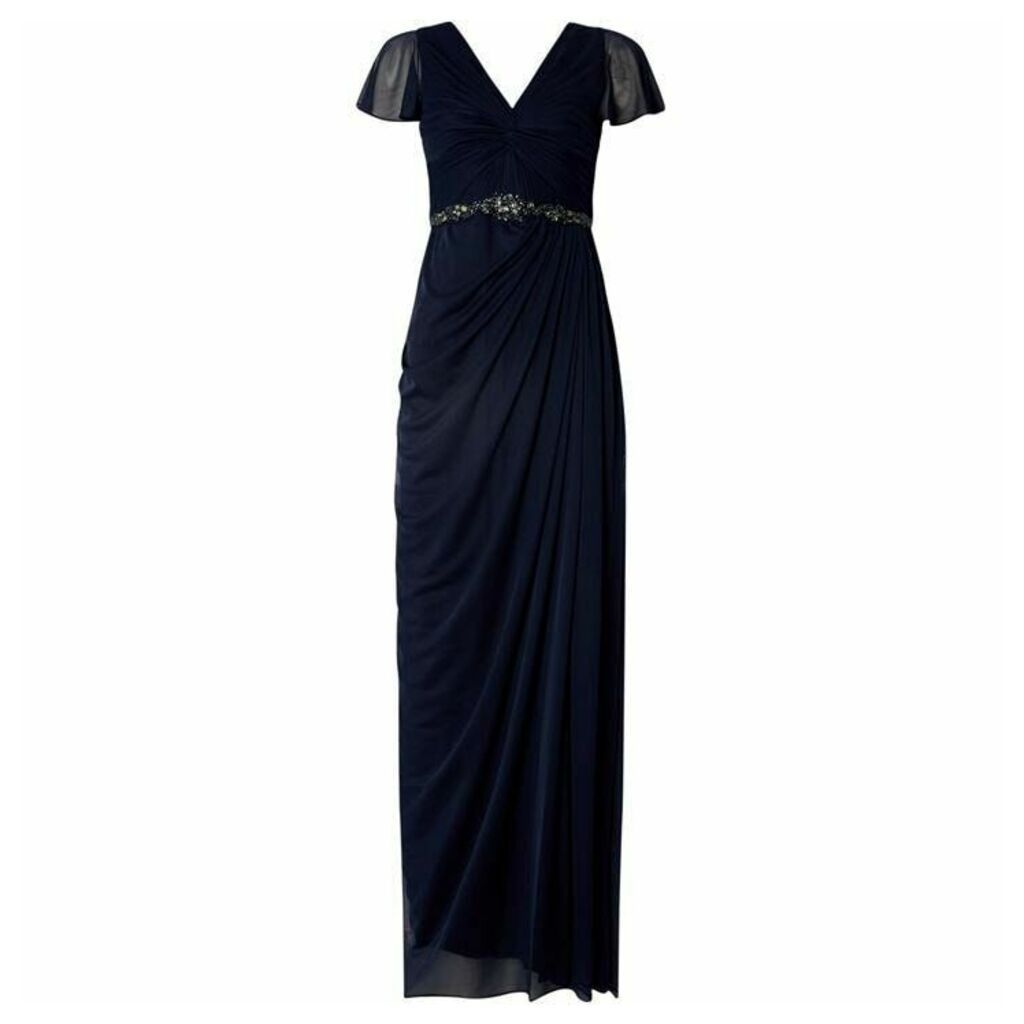 Adrianna Papell V Neck Waisted Gown