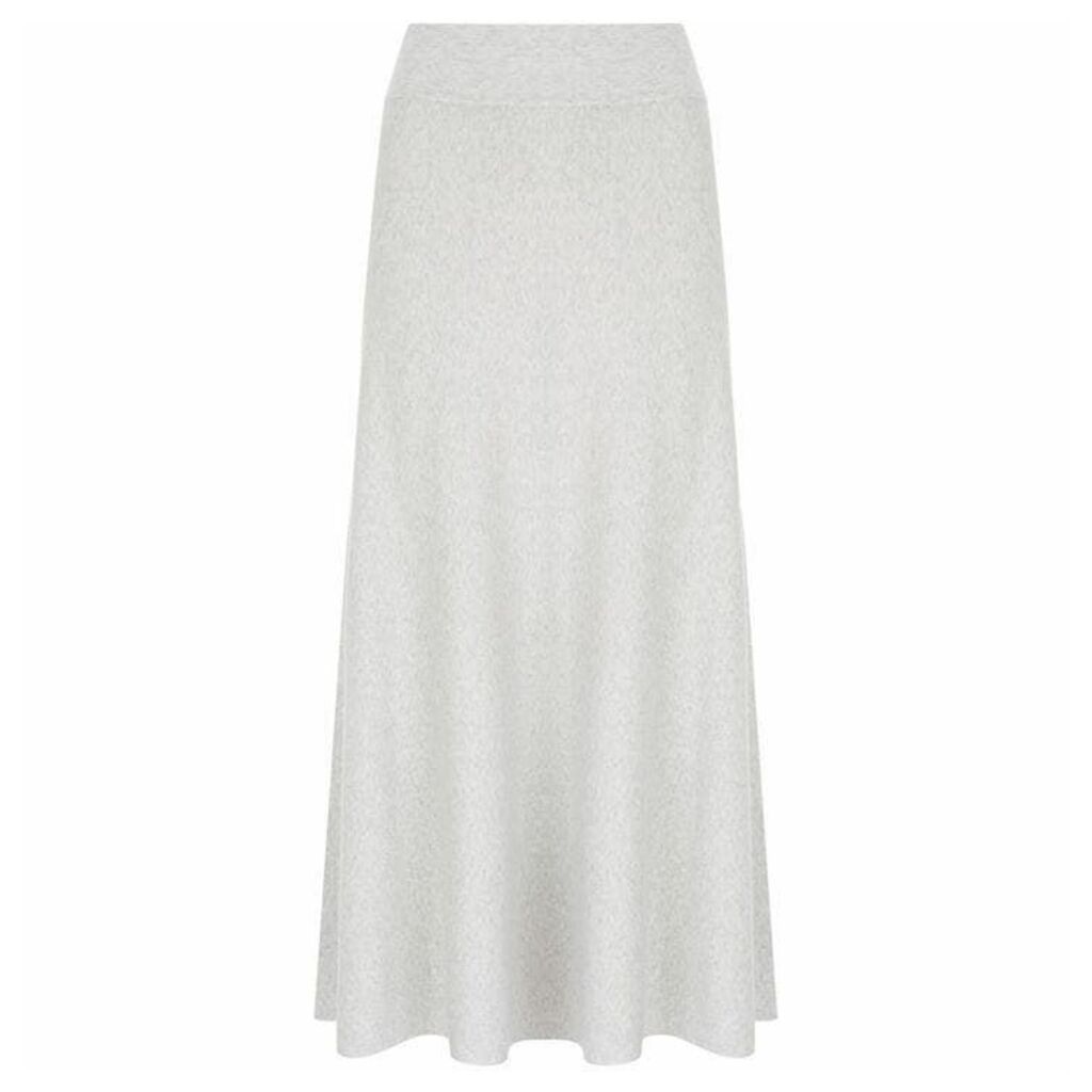 Mint Velvet Grey Ribbed A-Line Midi Skirt