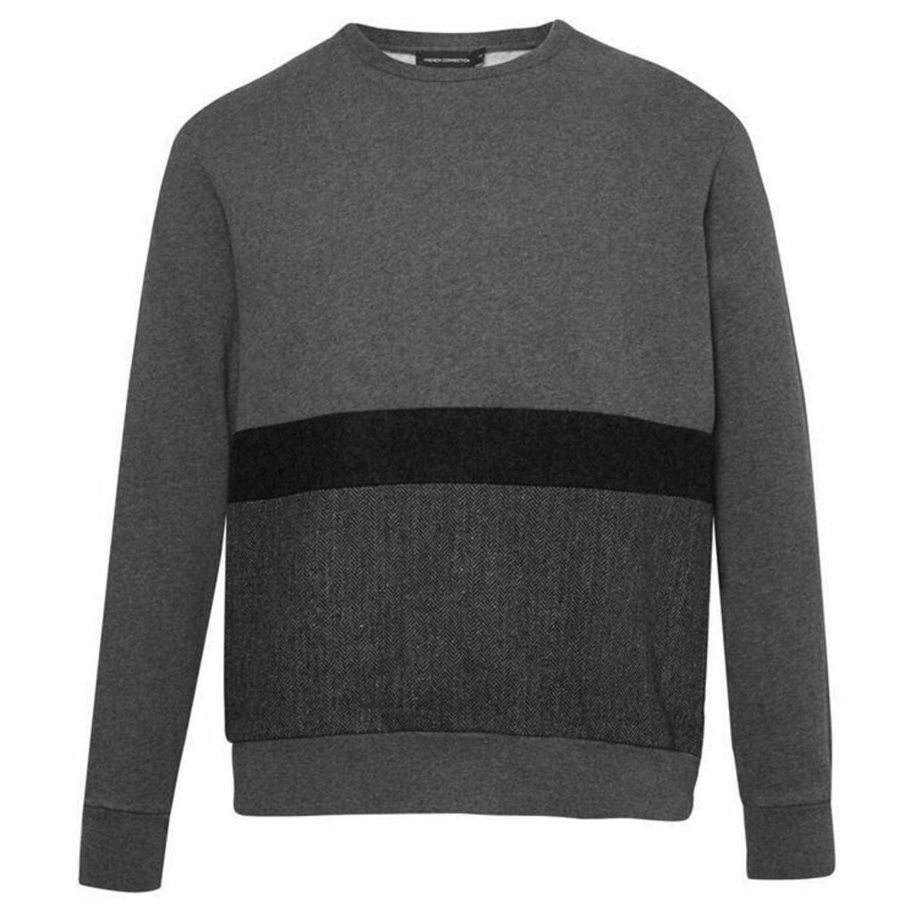 French Connection Tweed Appliqué Jersey Sweatshirt