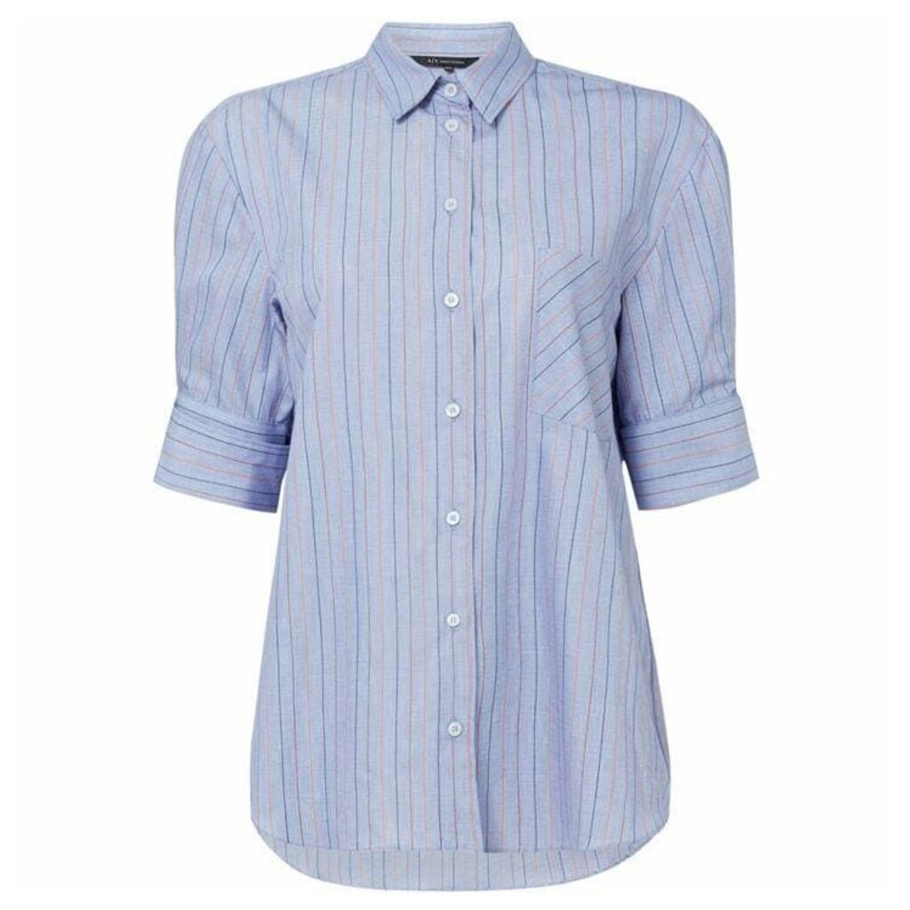 Armani Exchange Mid Sleeve Button Up Pinstripe Shirt