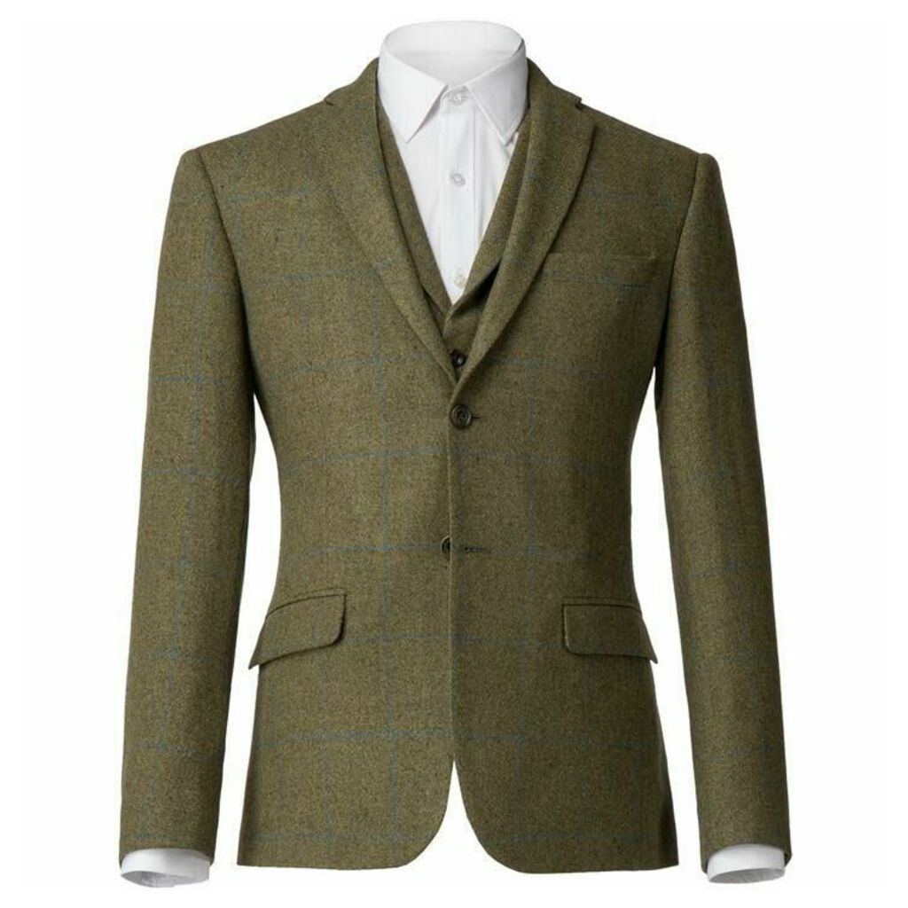 Alexandre Irving Olive With Blue Check Jacket