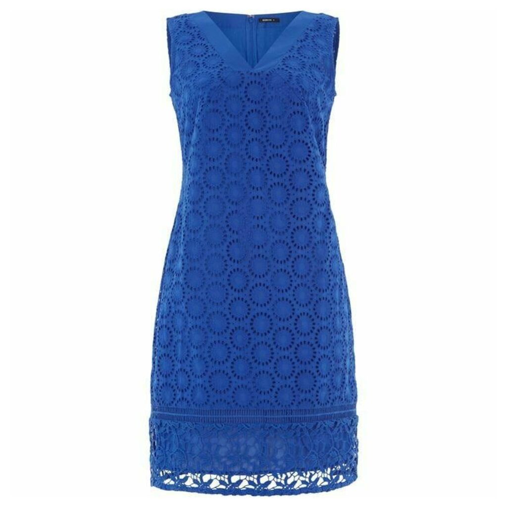 Roman Originals Embroidered Cotton and Lace Shift Dress - Royal Blue