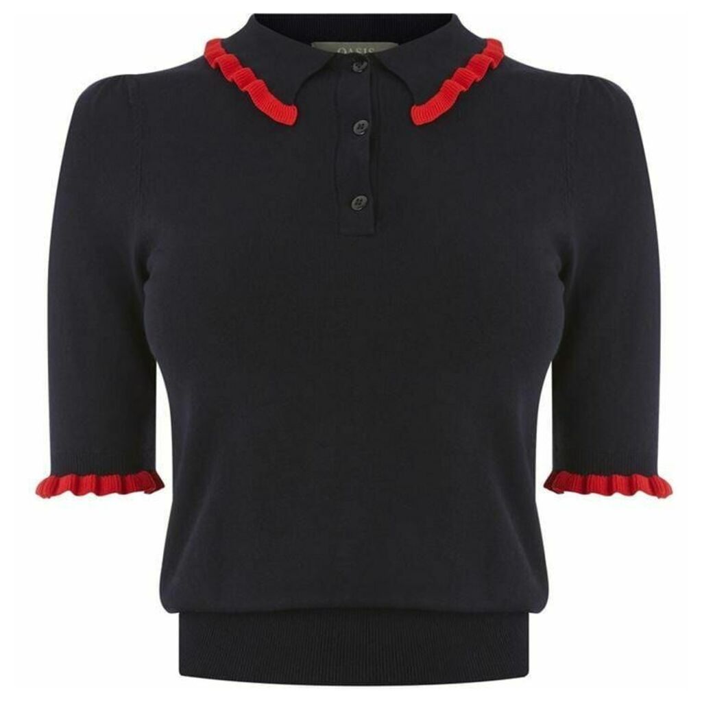 Oasis Liberty Frill Polo Jumper