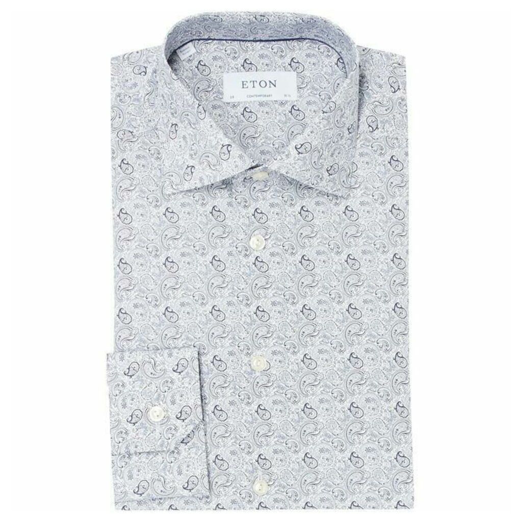 Eton All Over Paisley Print Contemporary Fit Shirt