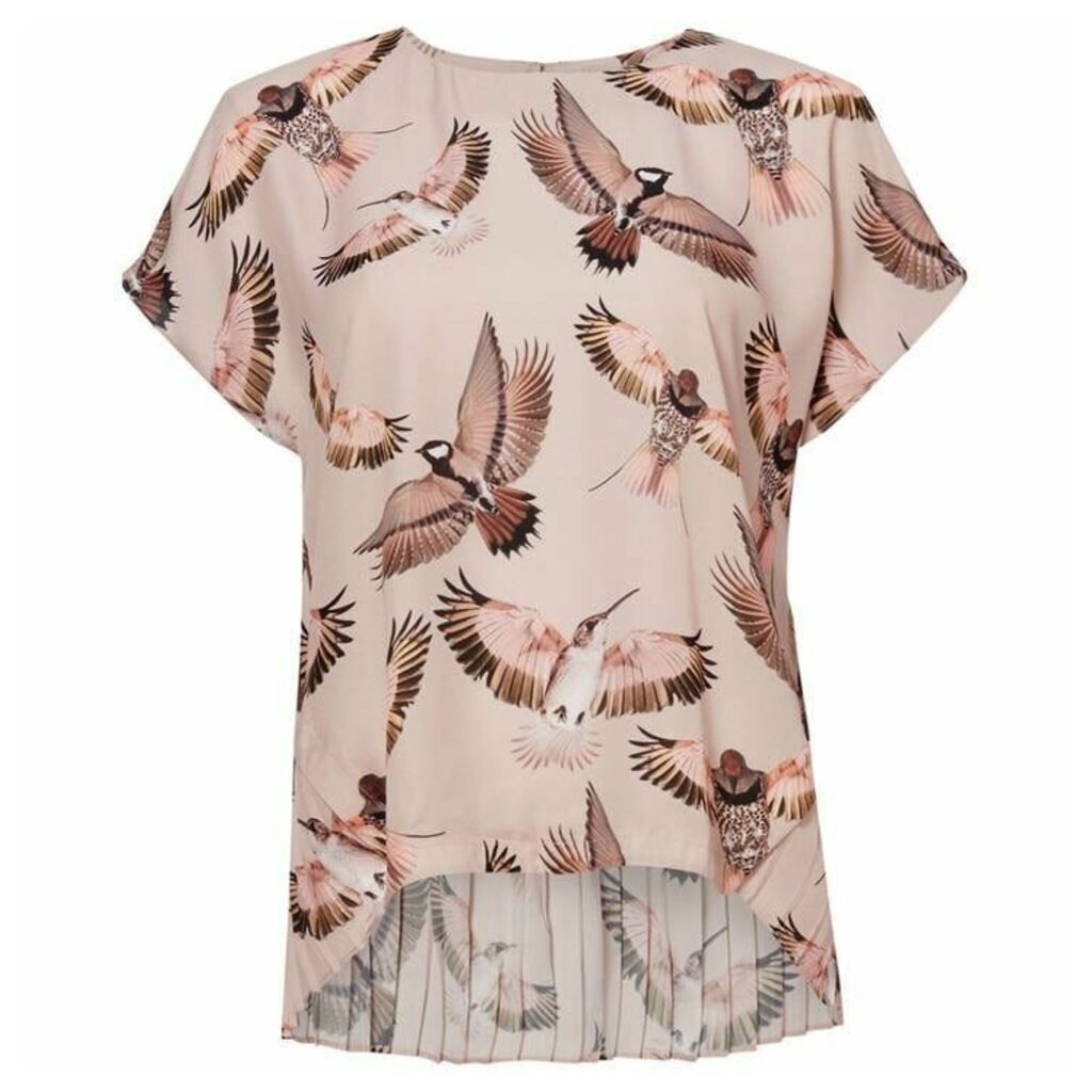 Twist and Tango Mandy bird print blouse with pleating