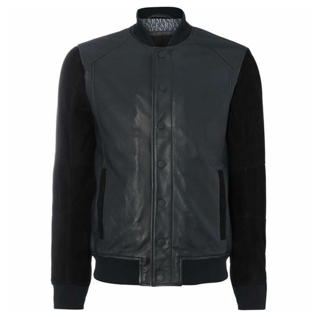 Armani Exchange Leather & Suede Varsity Jacket