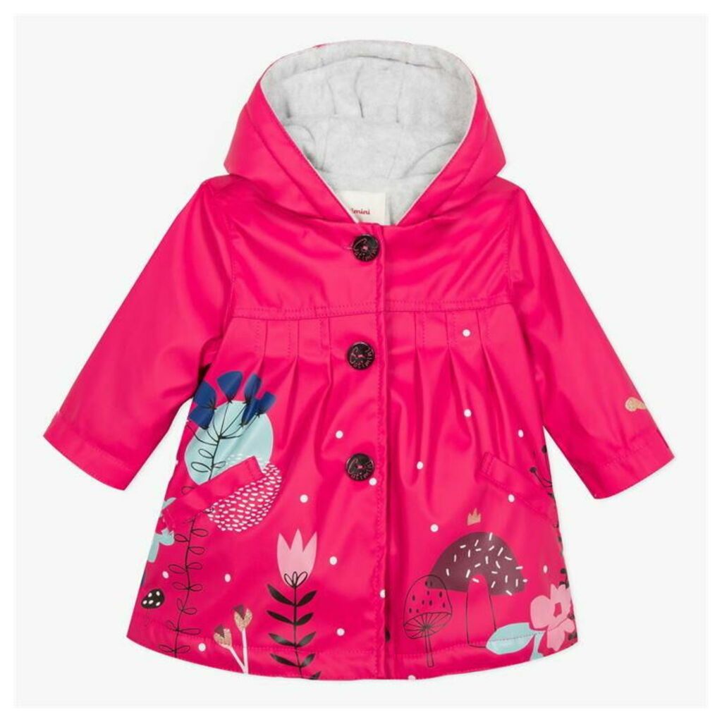 Catimini Resin Parka With Fuchsia Floral Pattern