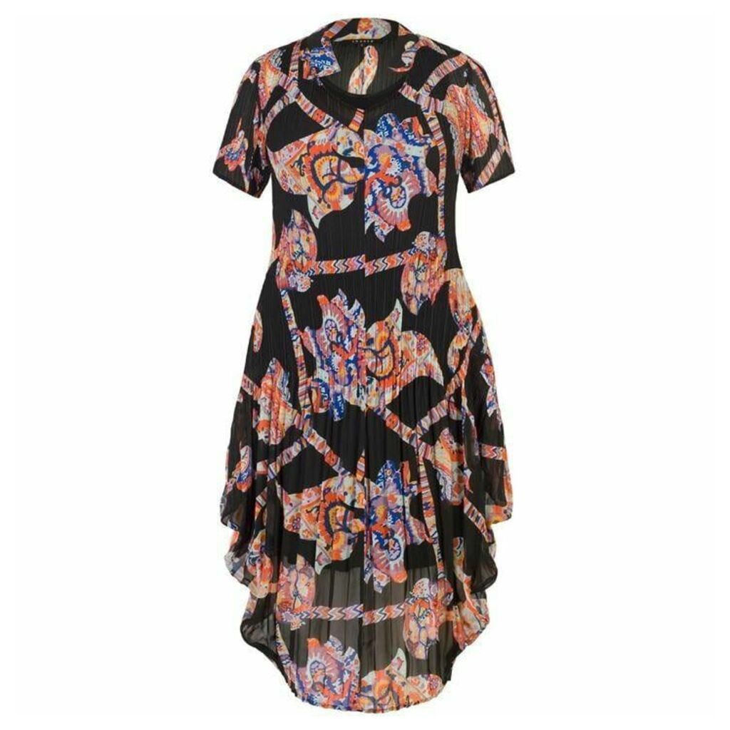 Chesca Abstract Print Crush Pleat Dress
