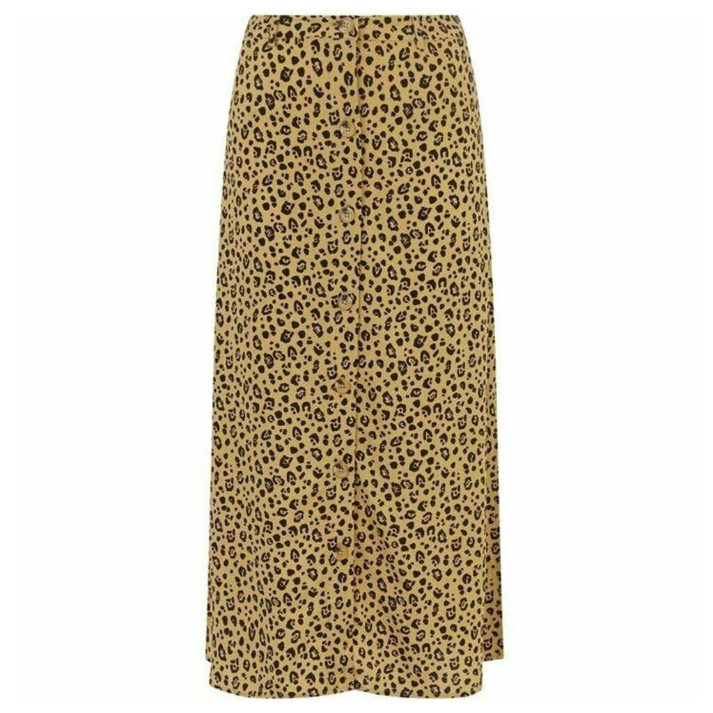 Warehouse Leopard Print Midi Skirt