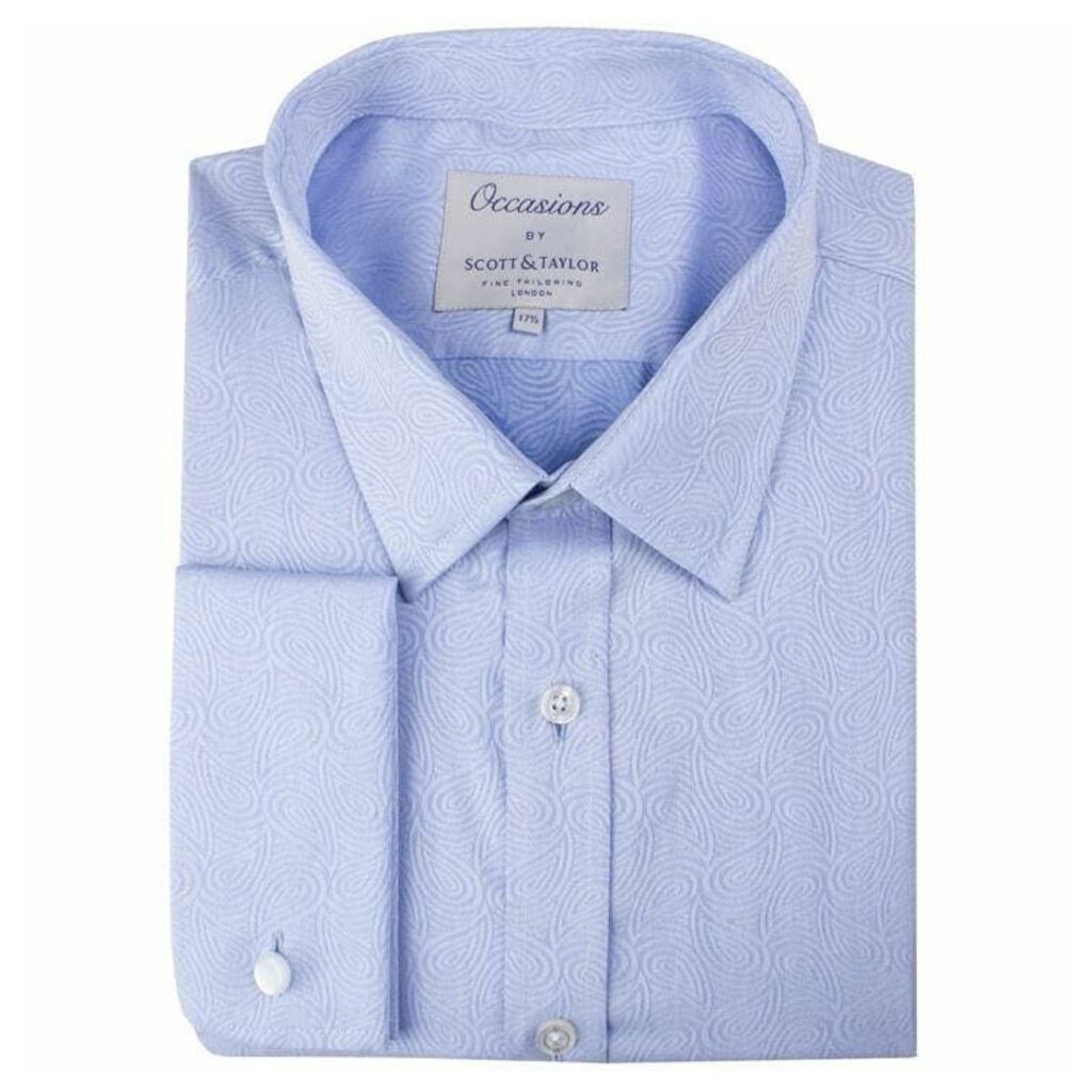Scott and Taylor Blue Paisley Occasions Regular Fit Shirt