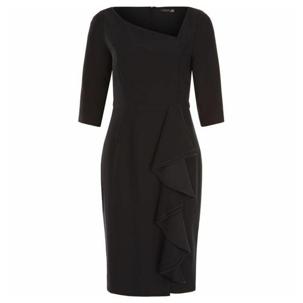 Dex Clothing Elbow Sleeve Fitted Dress With Ruffle