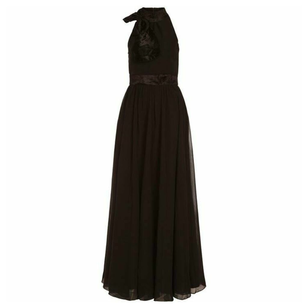 Dex Clothing Halter A-Line Maxi Dress with Bow Detail