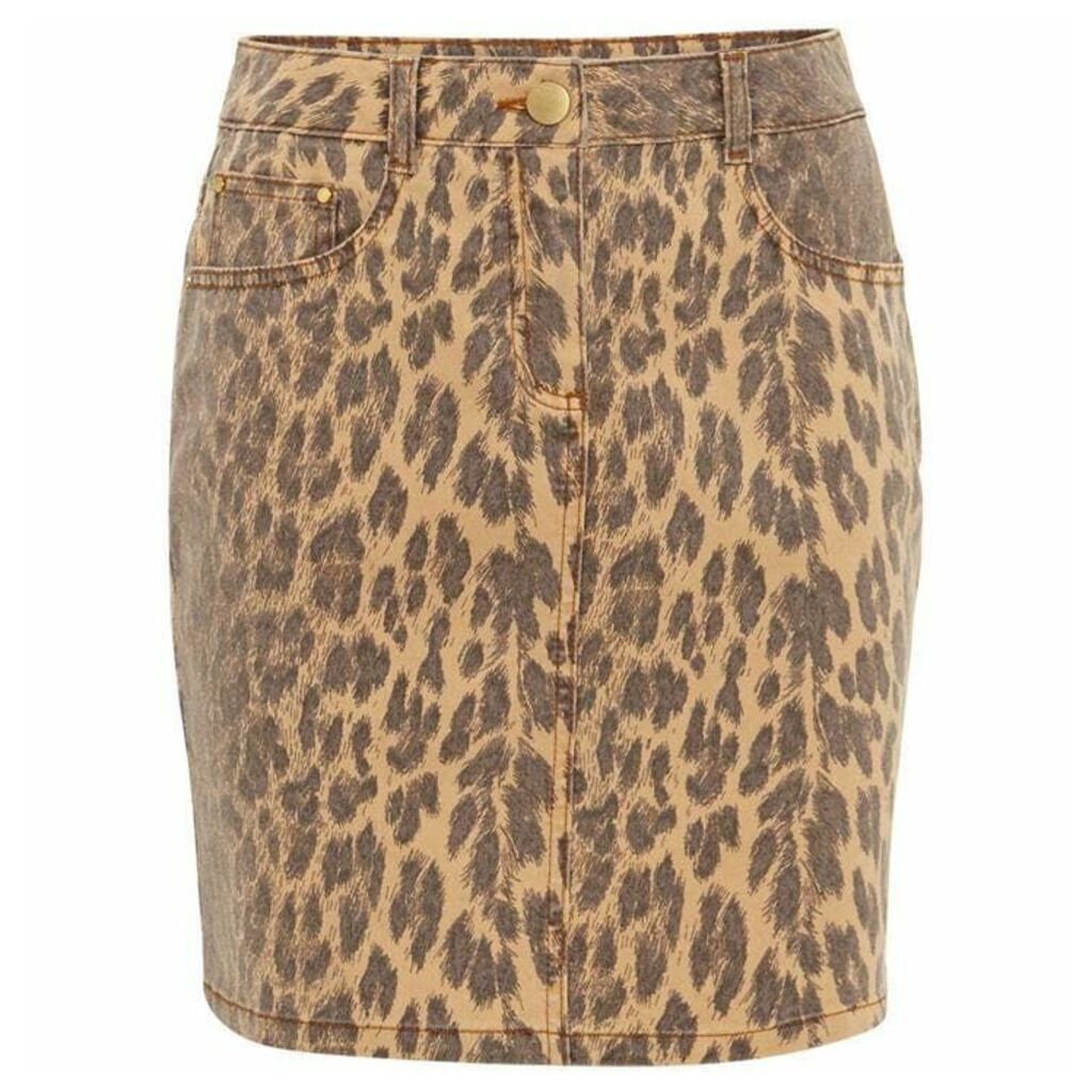 Damsel in a Dress Alexia Leopard Print Denim Skirt