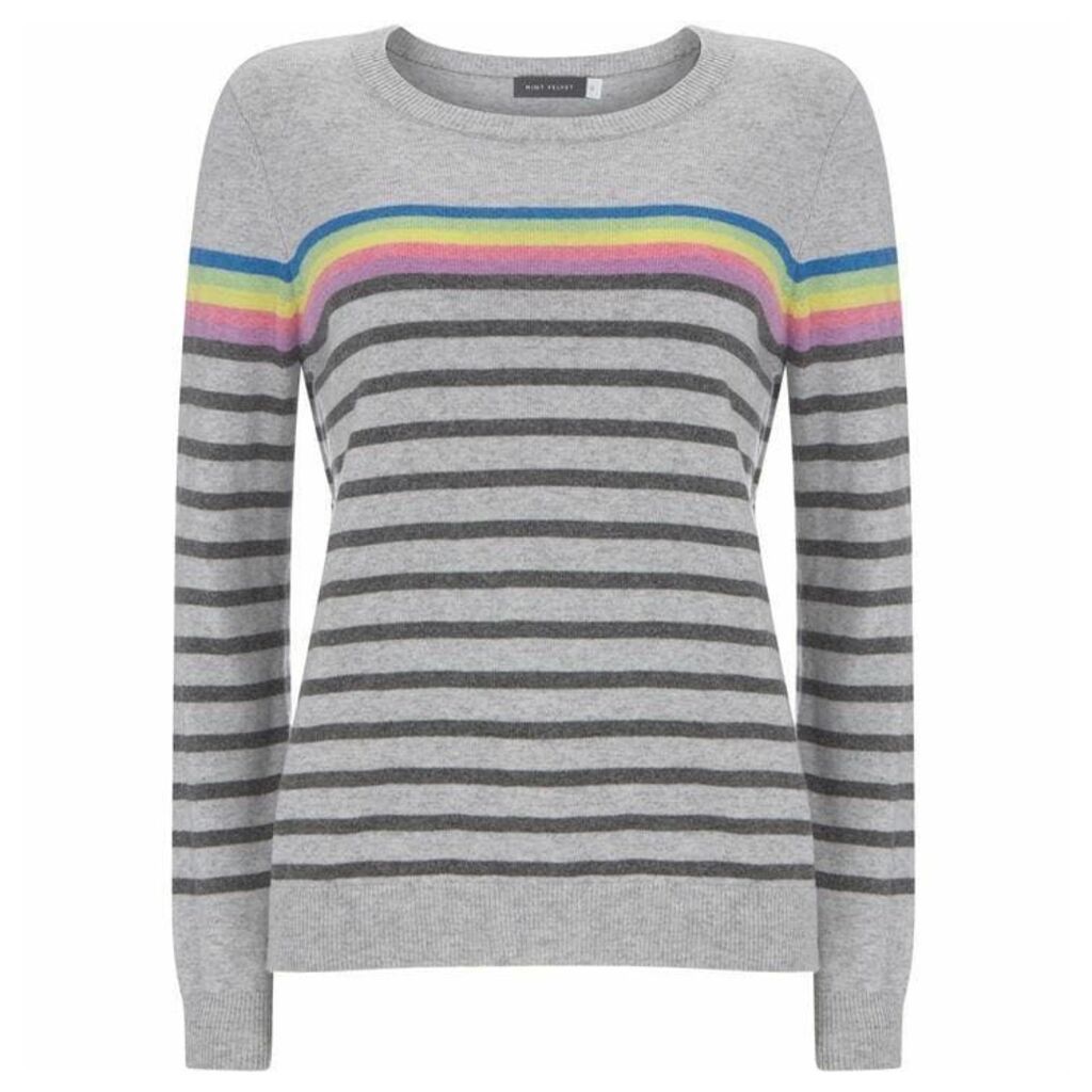 Mint Velvet Grey & Rainbow Striped Knit