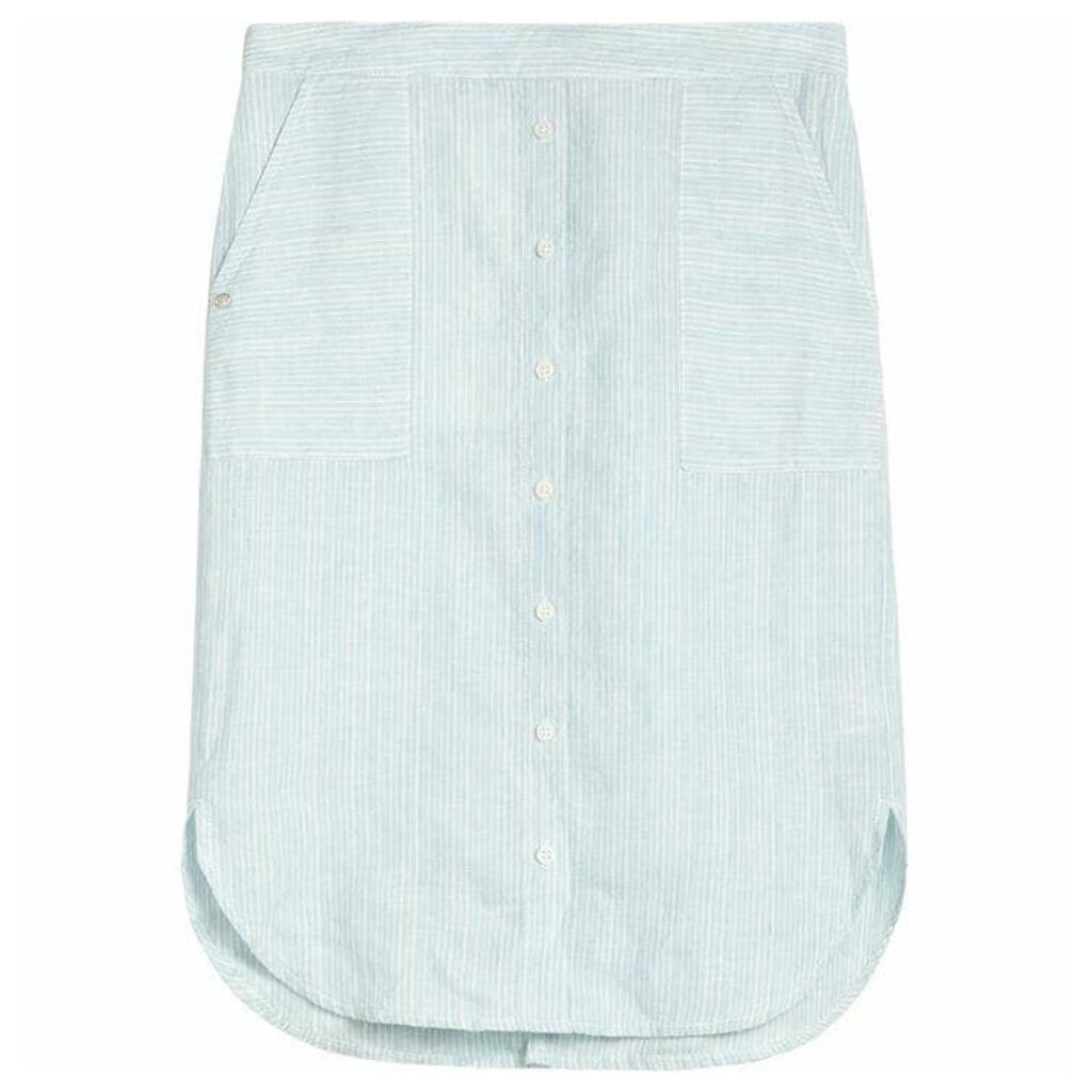 Sandwich Stripe Linen Skirt - Blue