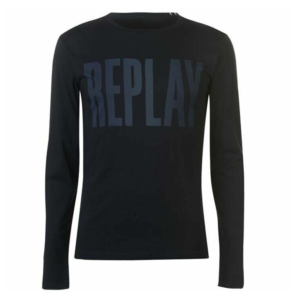 Replay Long Sleeve Logo T Shirt