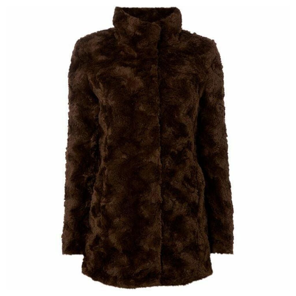 Vero Moda High Neck Faux Fur Coat