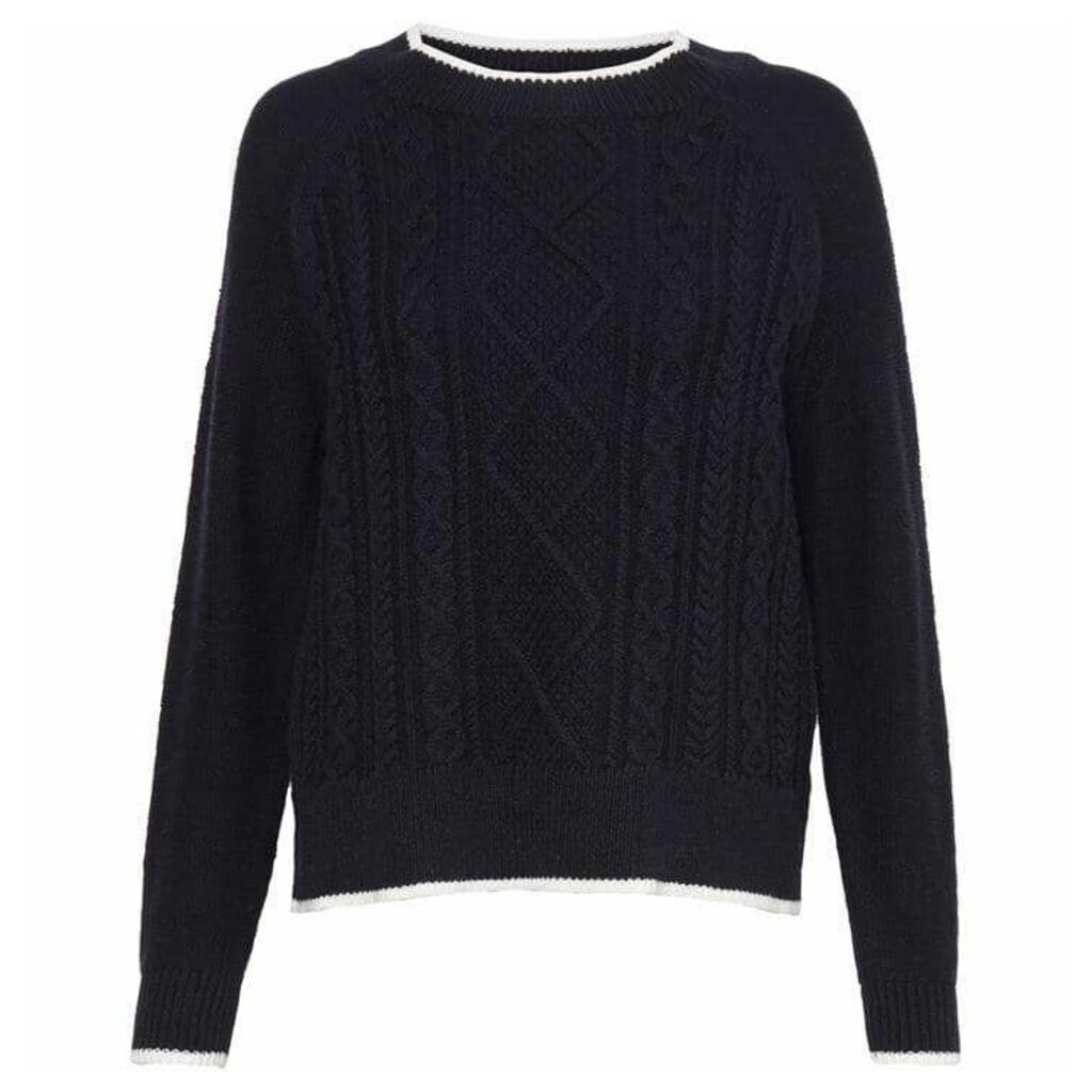 Great Plains Tipped Cable Knit Raglan Jumper