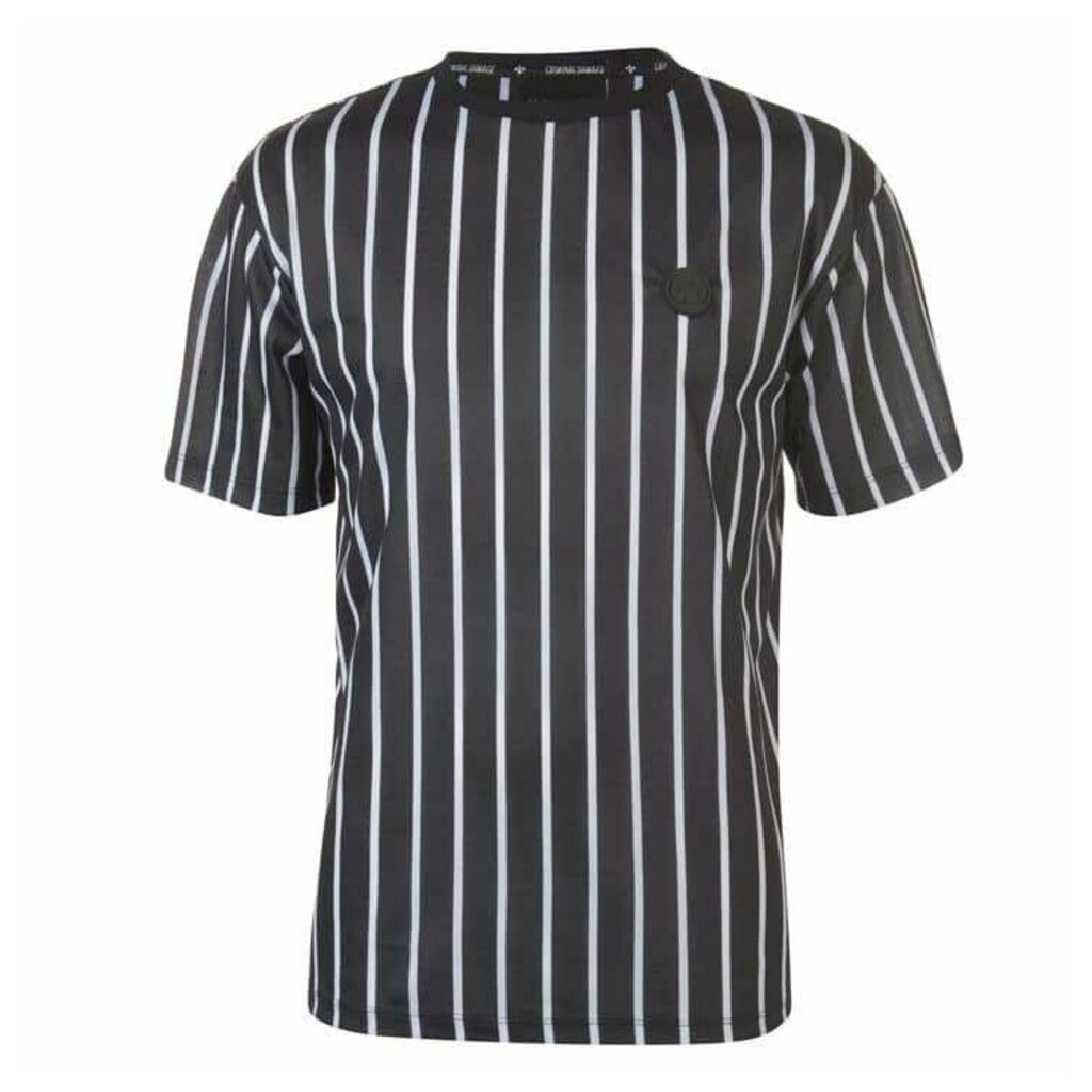 Criminal Damage Criminal Pinstripe T Shirt