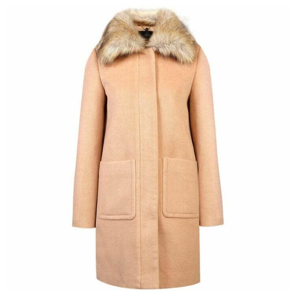 Carolina Cavour Ladies Woollen Winter Hooded Jacket W. Faux Fur