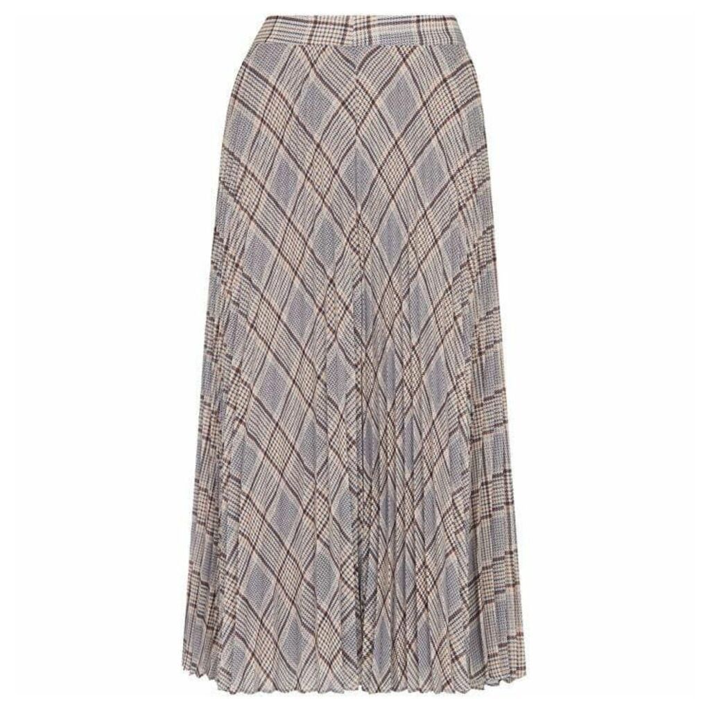 Whistles Check Pleated Skirt