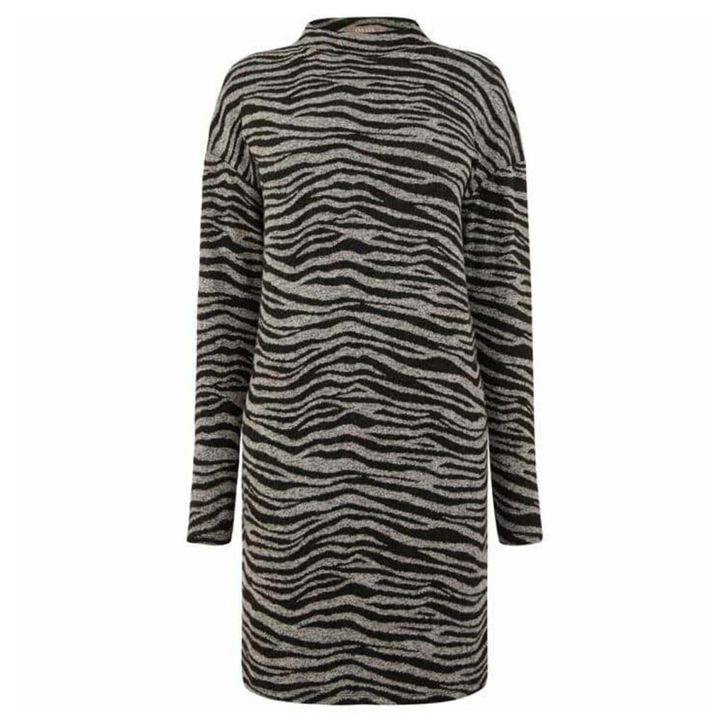 Oasis Tiger Funnel Neck Cosy Dress - Long