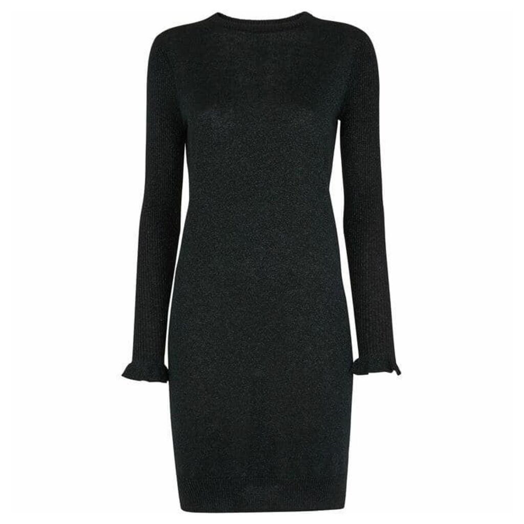 Whistles Frill Cuff Sparkle Knit Dress