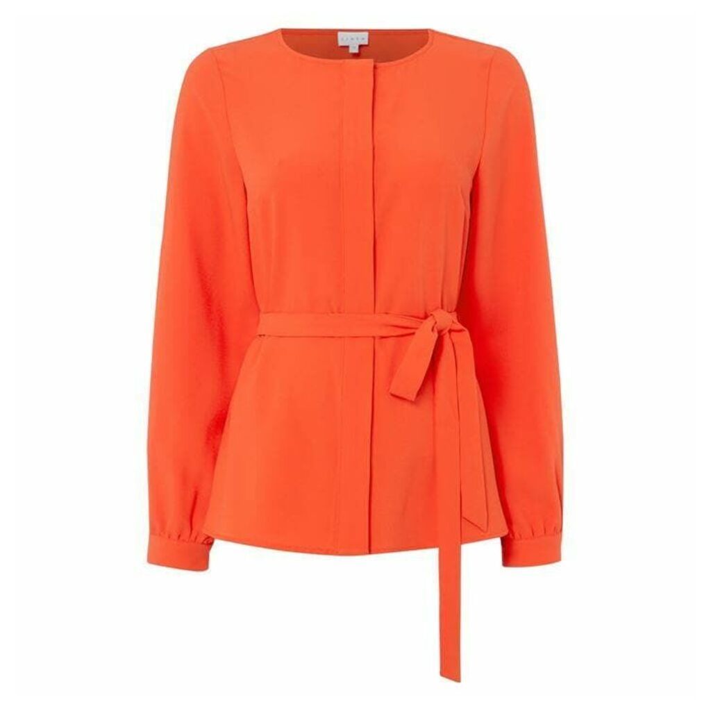 Linea Tie collarless blouse - Orange