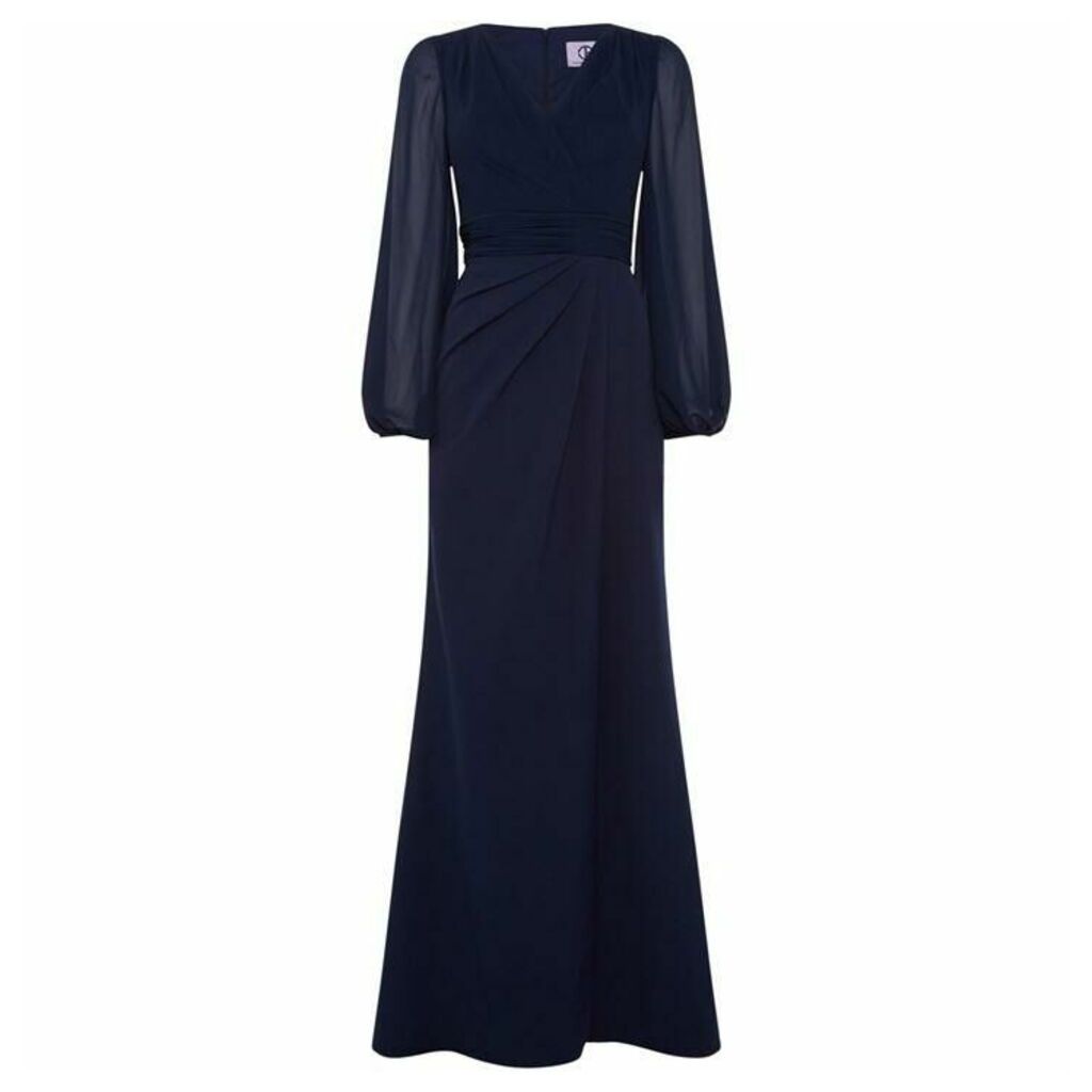 JS Collections V neck long sleeve gown