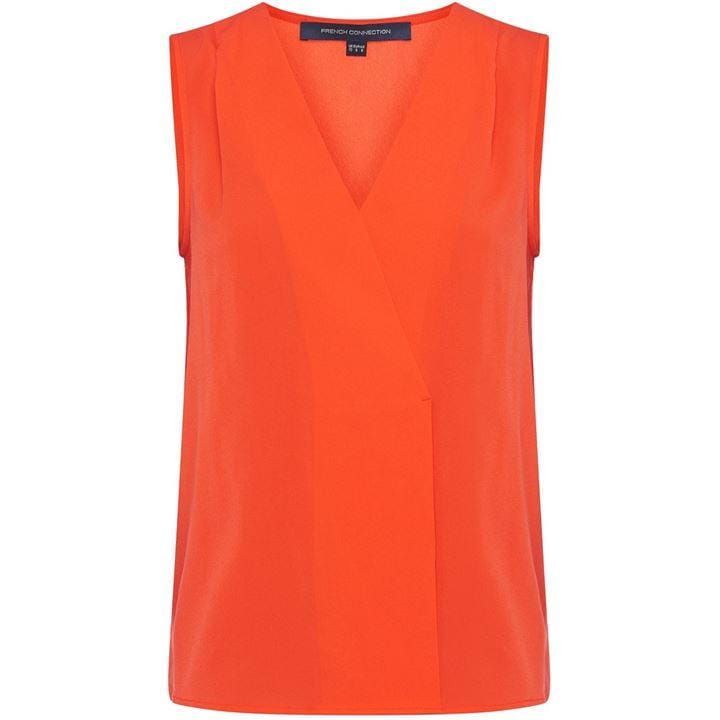 French Connection Crepe Light Crossover Top - Poppy Red