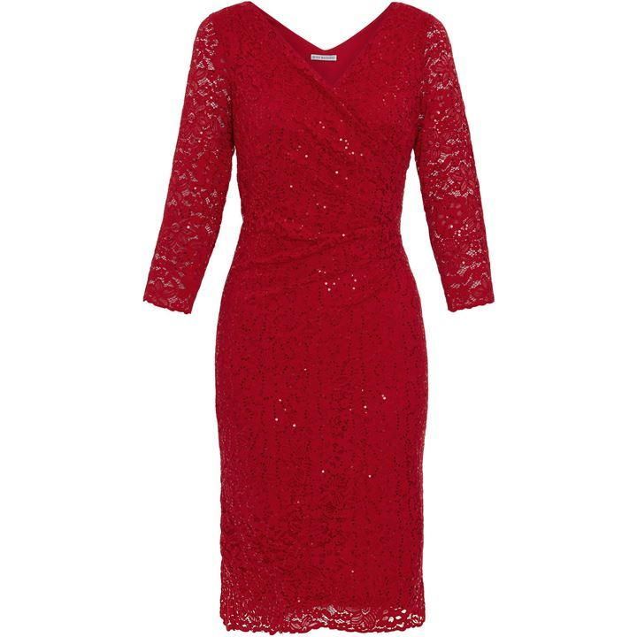 Gina Bacconi Gina Bacconi Belle Lace Wrap Dress - Red
