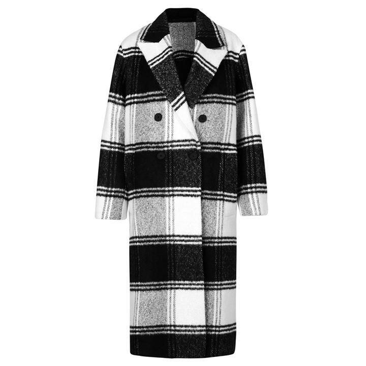 AllSaints Lottie Check Coat - Black/White