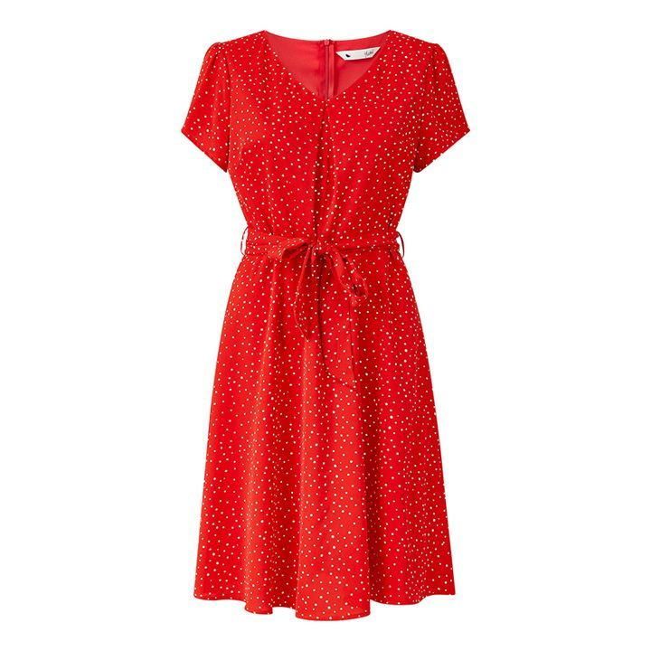 Yumi Red Spotted Skater Dress - Red