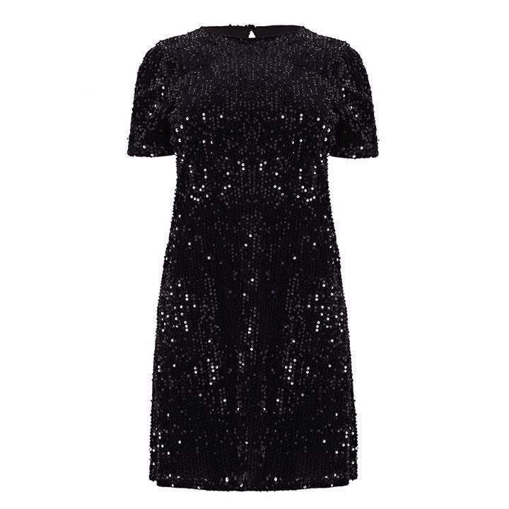 Mela London Curve Sequin Shift Dress - Black