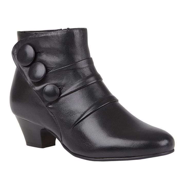 Lotus Shoes Prancer Leather Ankle Boots - Black Leather