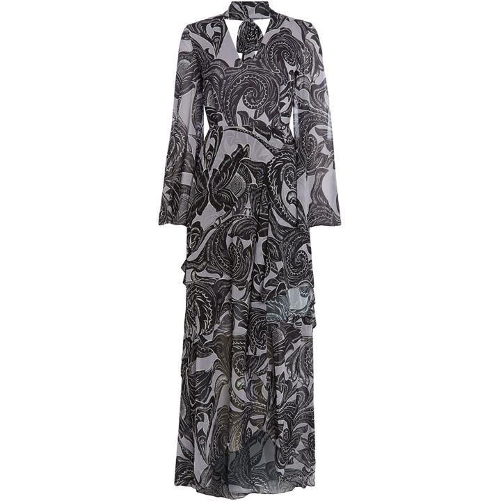 CMEO Long sleeve maxi dress with choker - Grey