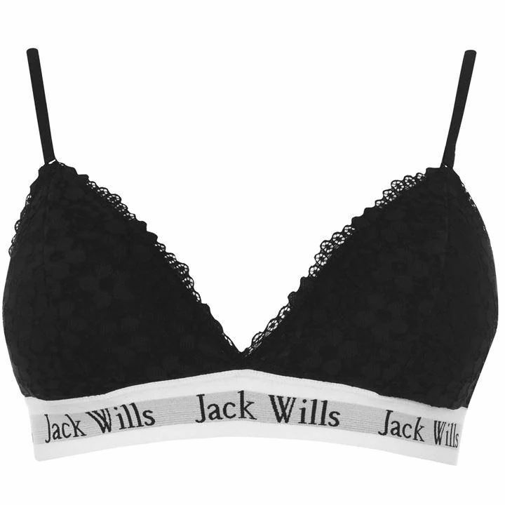 Jack Wills Granforth Lace Triangle Bralette - Black
