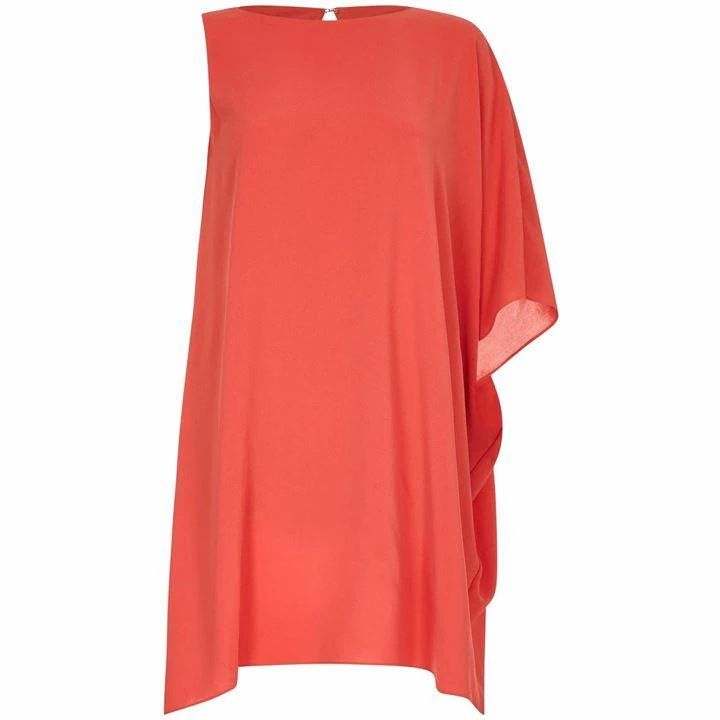 Adrianna Papell Gauzy Crepe One Shoulder Dress - Orange
