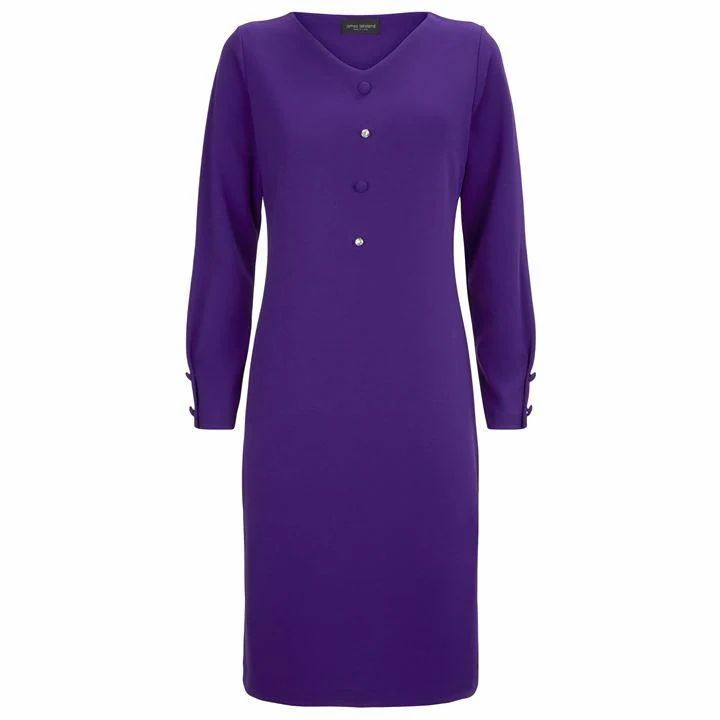 James Lakeland Long Sleeve Button Det Dress - Purple