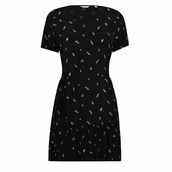 Jack Wills Launders Leaf V Neck Mini Dress - Black