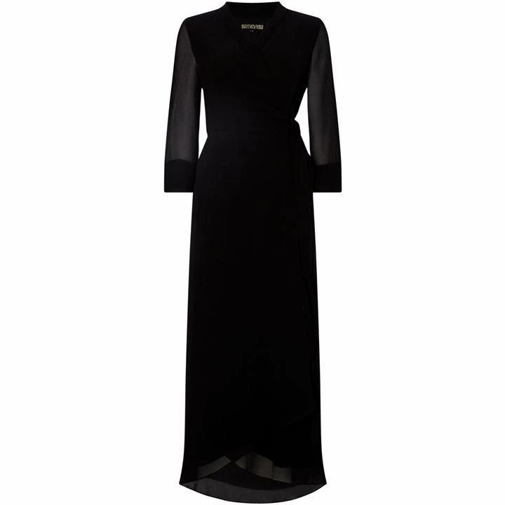 Biba Plain Wrap Dress Black 18 - Black