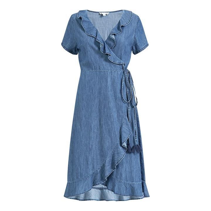 Yumi Blue Denim Wrap Dress - Blue