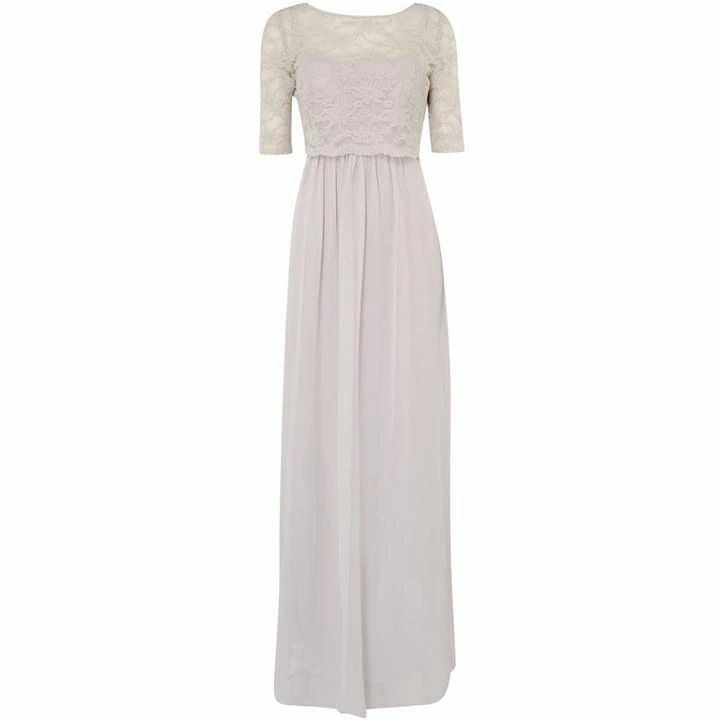 Ariella Pleated chiffon gown with removable lace top - Silver