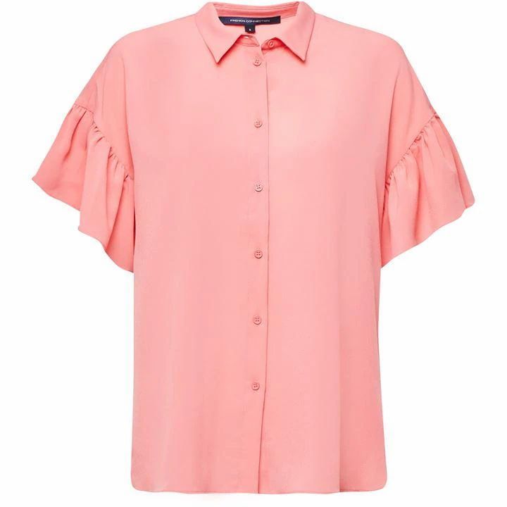 French Connection Crepe Light Ruffle Sleeve Shirt - Light Pink