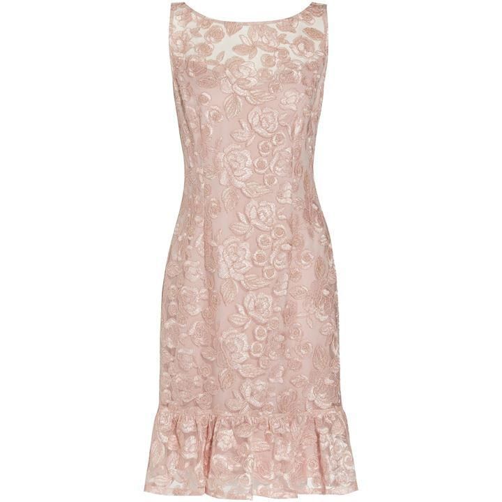 Adrianna Papell Rosie Embroidery Flounce Dress - Pink