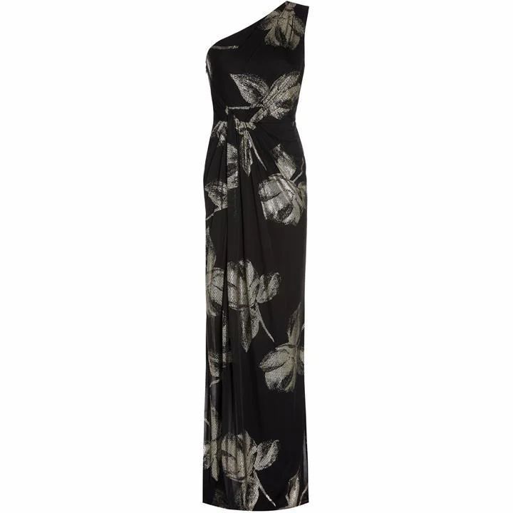 Adrianna Papell One Shoulder Draped Gown - Multi