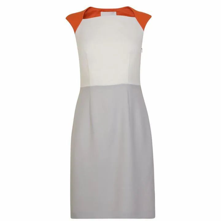 BOSS Dekala Panel Dress - White/Orange